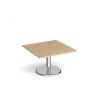Pisa square coffee table with round chrome base 800mm kendal oak - PCS800-KO