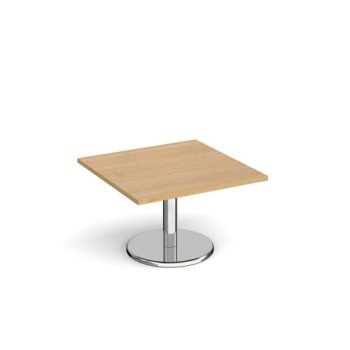 Pisa square coffee table with round chrome base 800mm oak - PCS800-O