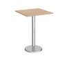 Pisa square poseur table with round chrome base 800mm beech - PPS800-B