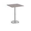 Pisa square poseur table with round chrome base 800mm grey oak - PPS800-GO