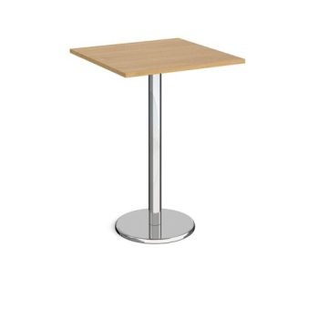 Pisa square poseur table with round chrome base 800mm oak - PPS800-O