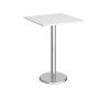 Pisa square poseur table with round chrome base 800mm white - PPS800-WH