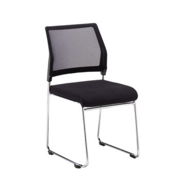Quavo black mesh back multi-purpose chair with black fabric seat and chrome wire frame (pack of 4) - QVO40005-K