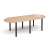 Radial end meeting table 2400mm x 1000mm with 6 black radial legs beech - DRL2400-K-B