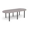 Radial end meeting table 2400mm x 1000mm with 6 black radial legs grey oak - DRL2400-K-GO
