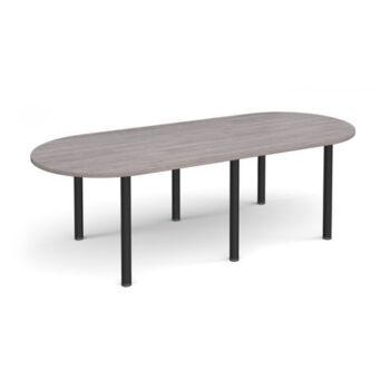 Radial end meeting table 2400mm x 1000mm with 6 black radial legs grey oak - DRL2400-K-GO