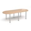 Radial end meeting table 2400mm x 1000mm with 6 chrome radial legs beech - DRL2400-C-B