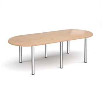 Radial end meeting table 2400mm x 1000mm with 6 chrome radial legs beech - DRL2400-C-B