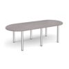 Radial end meeting table 2400mm x 1000mm with 6 chrome radial legs grey oak - DRL2400-C-GO