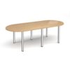 Radial end meeting table 2400mm x 1000mm with 6 chrome radial legs oak - DRL2400-C-O