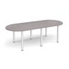 Radial end meeting table 2400mm x 1000mm with 6 silver radial legs grey oak - DRL2400-S-GO