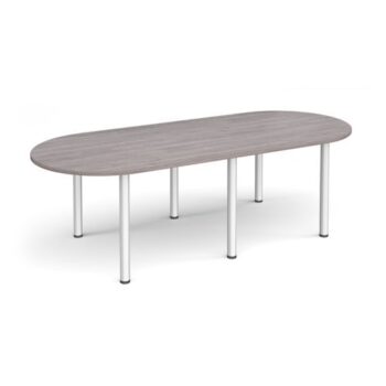 Radial end meeting table 2400mm x 1000mm with 6 silver radial legs grey oak - DRL2400-S-GO