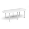 Radial end meeting table 2400mm x 1000mm with 6 silver radial legs white - DRL2400-S-WH