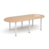 Radial end meeting table 2400mm x 1000mm with 6 white radial legs beech - DRL2400-WH-B