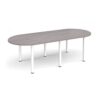 Radial end meeting table 2400mm x 1000mm with 6 white radial legs grey oak - DRL2400-WH-GO