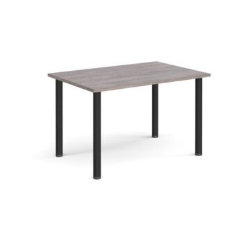 Rectangular black radial leg meeting table 1200mm x 800mm grey oak - DRL1200-K-GO