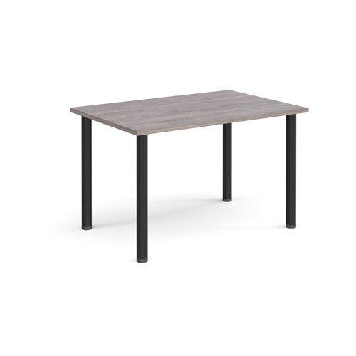 Rectangular black radial leg meeting table 1200mm x 800mm grey oak - DRL1200-K-GO