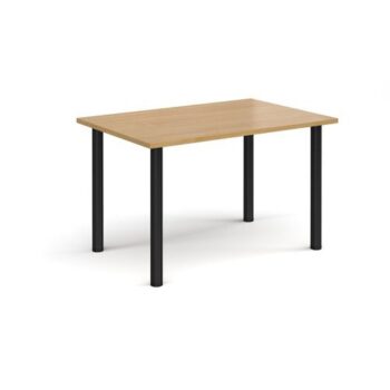 Rectangular black radial leg meeting table 1200mm x 800mm oak - DRL1200-K-O