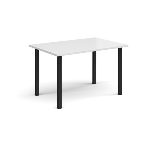 Rectangular black radial leg meeting table 1200mm x 800mm white - DRL1200-K-WH
