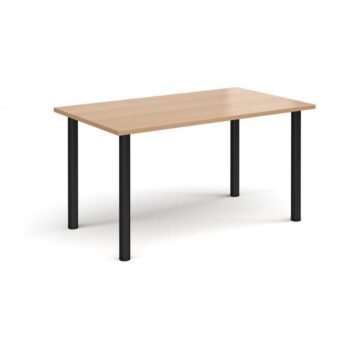 Rectangular black radial leg meeting table 1400mm x 800mm beech - DRL1400-K-B