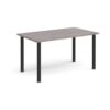 Rectangular black radial leg meeting table 1400mm x 800mm grey oak - DRL1400-K-GO