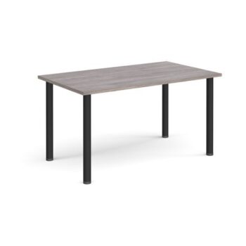 Rectangular black radial leg meeting table 1400mm x 800mm grey oak - DRL1400-K-GO