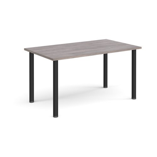 Rectangular black radial leg meeting table 1400mm x 800mm grey oak - DRL1400-K-GO