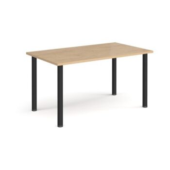 Rectangular black radial leg meeting table 1400mm x 800mm kendal oak - DRL1400-K-KO