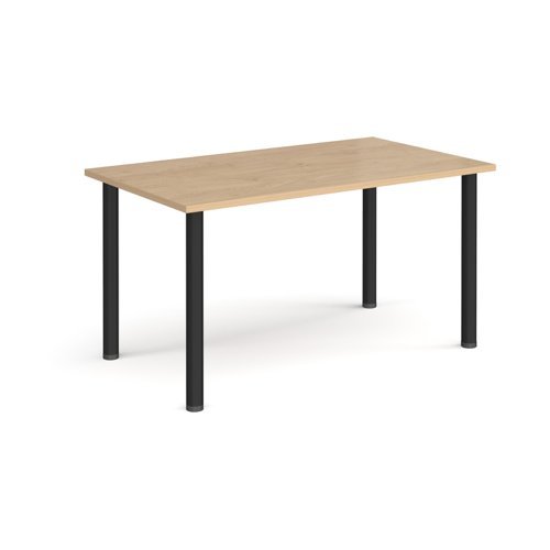 Rectangular black radial leg meeting table 1400mm x 800mm kendal oak - DRL1400-K-KO