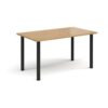 Rectangular black radial leg meeting table 1400mm x 800mm oak - DRL1400-K-O