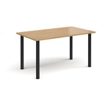 Rectangular black radial leg meeting table 1400mm x 800mm oak - DRL1400-K-O