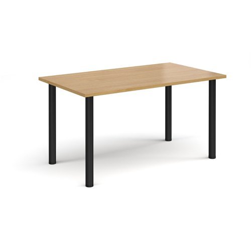 Rectangular black radial leg meeting table 1400mm x 800mm oak - DRL1400-K-O