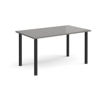 Rectangular black radial leg meeting table 1400mm x 800mm onyx grey - DRL1400-K-OG