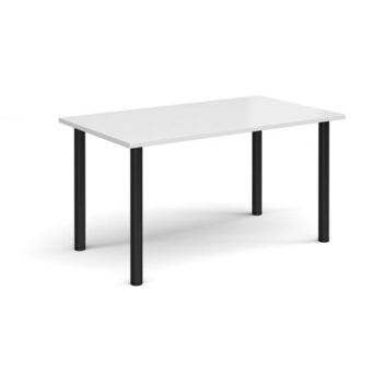 Rectangular black radial leg meeting table 1400mm x 800mm white - DRL1400-K-WH