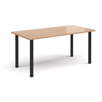 Rectangular black radial leg meeting table 1600mm x 800mm beech - DRL1600-K-B