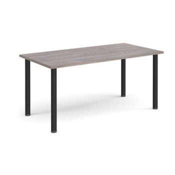 Rectangular black radial leg meeting table 1600mm x 800mm grey oak - DRL1600-K-GO