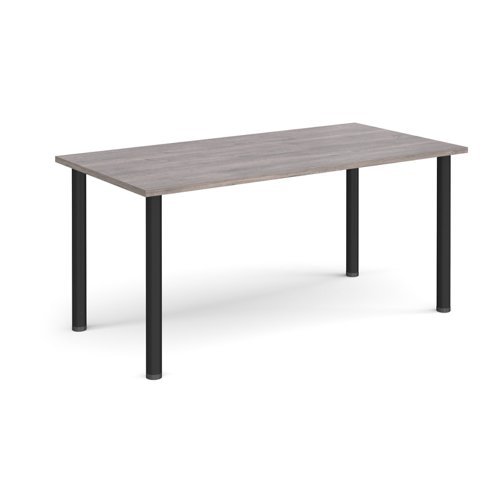 Rectangular black radial leg meeting table 1600mm x 800mm grey oak - DRL1600-K-GO