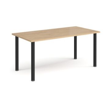 Rectangular black radial leg meeting table 1600mm x 800mm kendal oak - DRL1600-K-KO