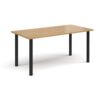 Rectangular black radial leg meeting table 1600mm x 800mm oak - DRL1600-K-O