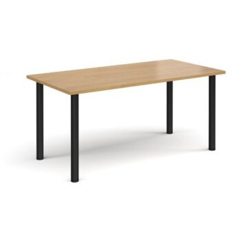 Rectangular black radial leg meeting table 1600mm x 800mm oak - DRL1600-K-O