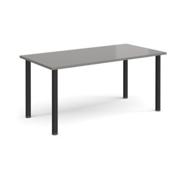 Rectangular black radial leg meeting table 1600mm x 800mm onyx grey - DRL1600-K-OG