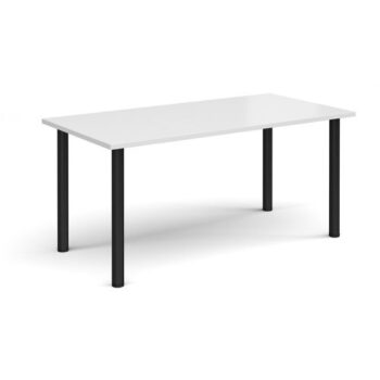Rectangular black radial leg meeting table 1600mm x 800mm white - DRL1600-K-WH