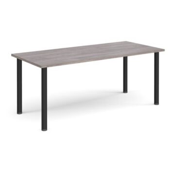 Rectangular black radial leg meeting table 1800mm x 800mm grey oak - DRL1800-K-GO
