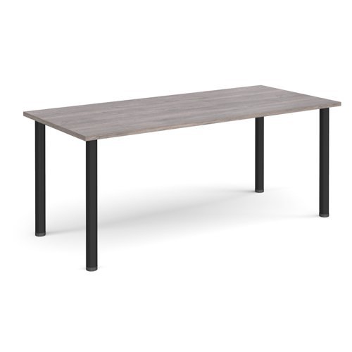 Rectangular black radial leg meeting table 1800mm x 800mm grey oak - DRL1800-K-GO