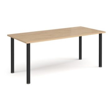 Rectangular black radial leg meeting table 1800mm x 800mm kendal oak - DRL1800-K-KO
