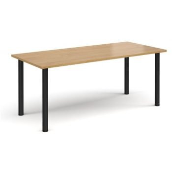 Rectangular black radial leg meeting table 1800mm x 800mm oak - DRL1800-K-O