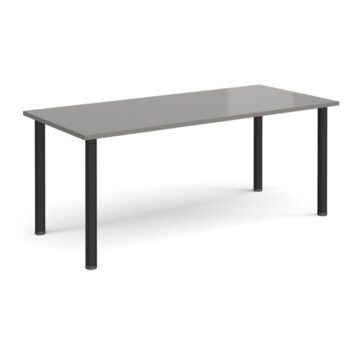 Rectangular black radial leg meeting table 1800mm x 800mm onyx grey - DRL1800-K-OG