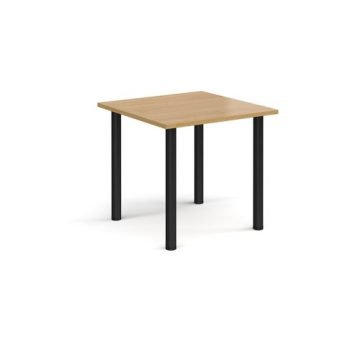 Rectangular black radial leg meeting table 800mm x 800mm oak - DRL800-K-O