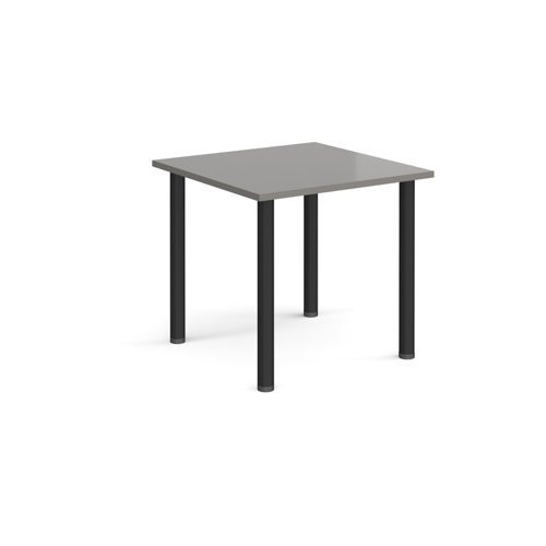 Rectangular black radial leg meeting table 800mm x 800mm onyx grey - DRL800-K-OG