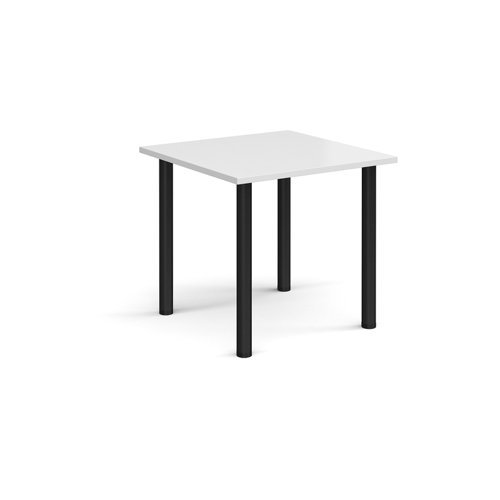 Rectangular black radial leg meeting table 800mm x 800mm white - DRL800-K-WH